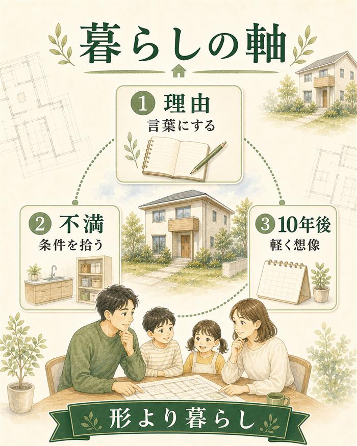 注文住宅の計画を暮らしの軸から始めるための整理図解
