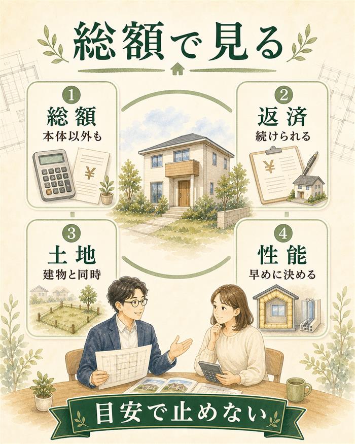 理想の家を総額・返済・土地・性能で考える内訳図解