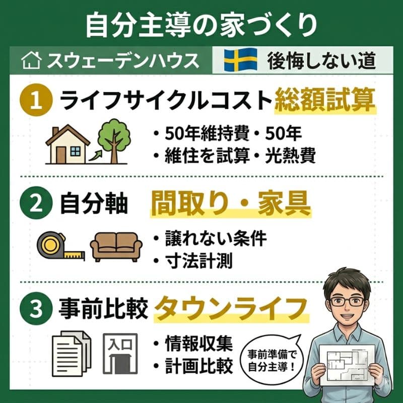 スウェーデンハウスで後悔しないための3つのポイントを紹介します。