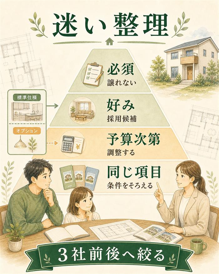 情報の迷いを必須・好み・予算次第に仕分ける優先図解