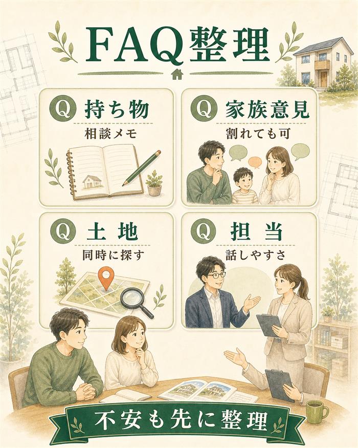 注文住宅の情報収集でよくある不安を整理するFAQ図解