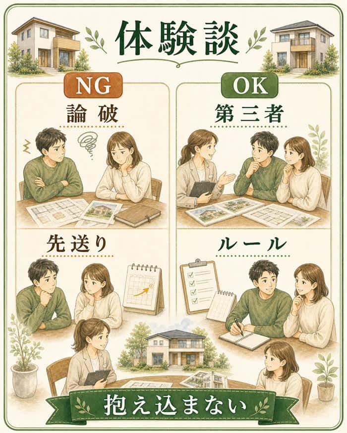 家づくりの優先順位を予算から将来まで整理した図解
