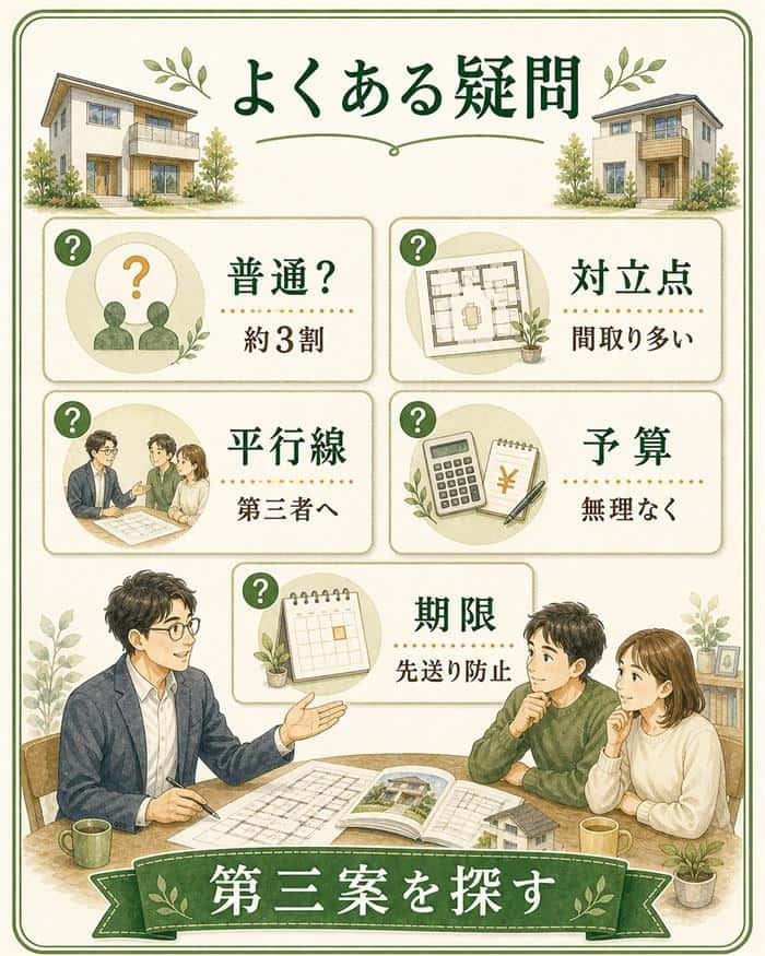 夫婦の意見対立や優先順位の疑問を整理した図解