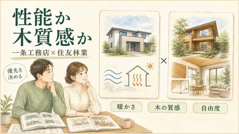 一条工務店と住友林業を比較｜性能か木質感かで選ぶ 