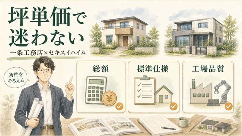 一条工務店とセキスイハイムはどっち？坪単価に惑わされない比較と選び方