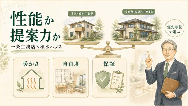 一条工務店と積水ハウスを比較｜性能・設計自由度・価格差で選ぶ基準 