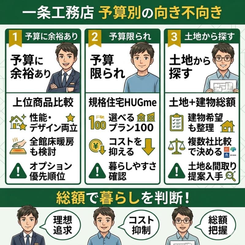 一条工務店の予算別・状況別住宅選びのポイントと注意点
