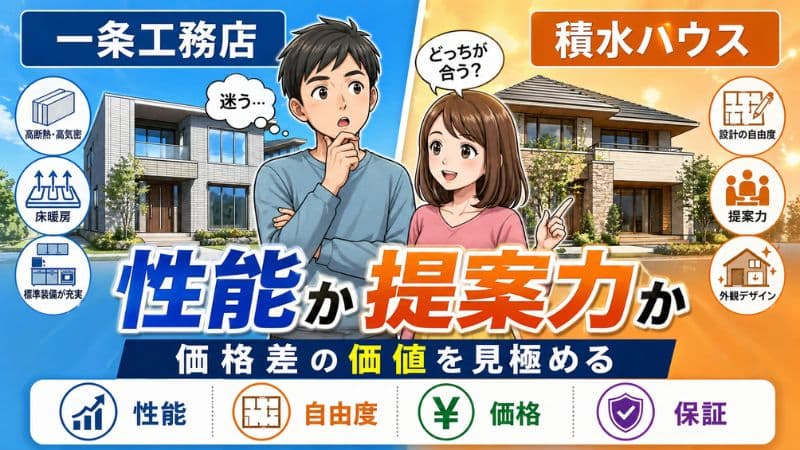一条工務店と積水ハウスを比較｜性能・設計自由度・価格差で選ぶ基準 