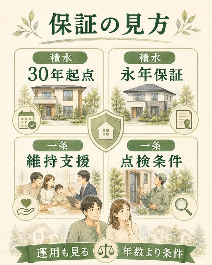 保証年数だけでなく点検条件や運用を確認するための図
