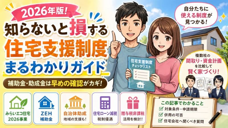 注文住宅の補助金2026｜対象条件・併用可否と住宅会社の選び方 