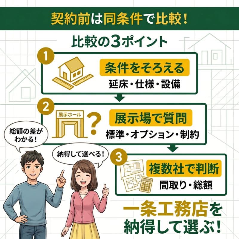 一条工務店を納得して選ぶ！契約前の比較3ステップ。