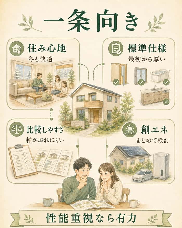 一条工務店が向いている人の特徴を示す図