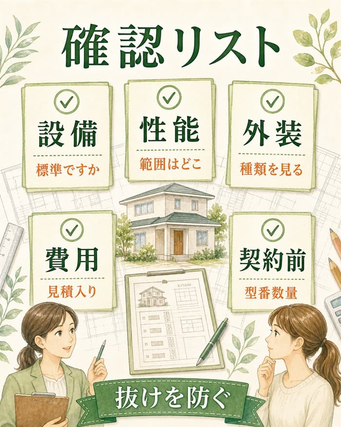打ち合わせ前に標準仕様を確認するチェックリスト図解