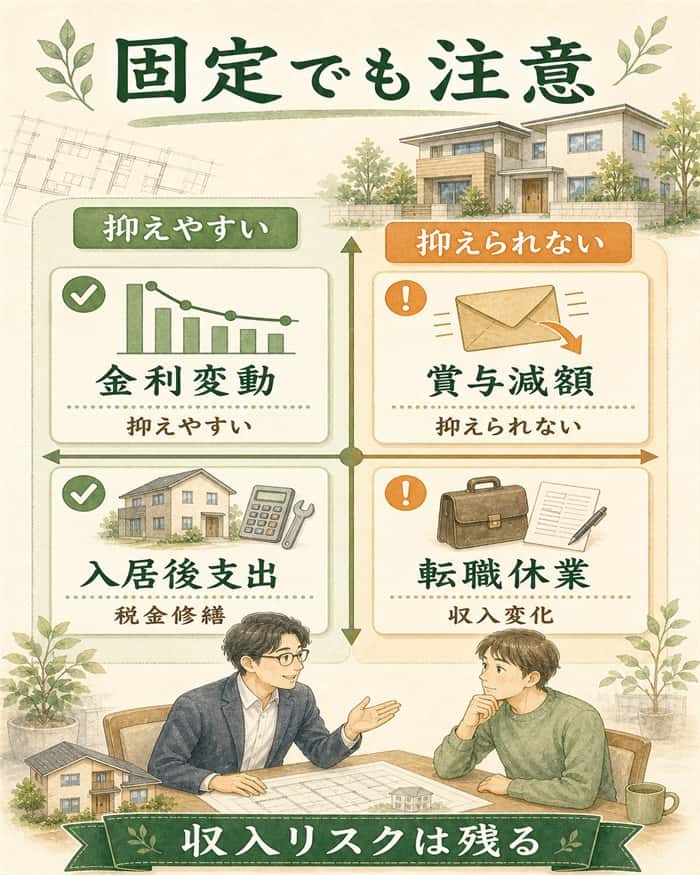 固定金利でも残る収入変動リスクを分けた整理図
