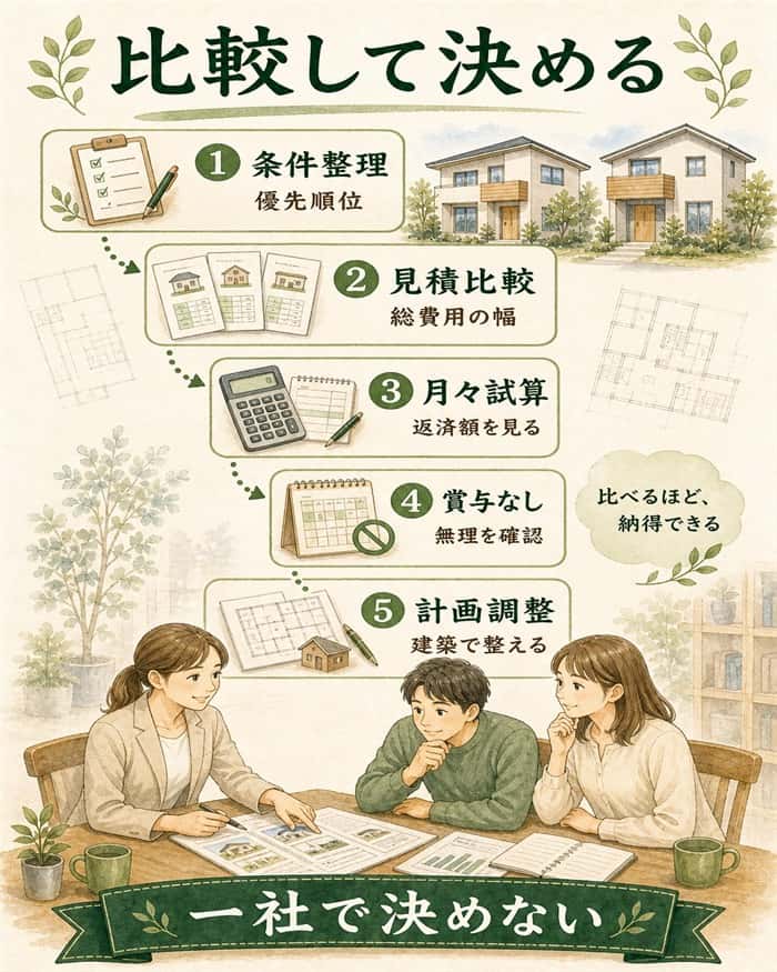 複数社の資金計画を比較して返済方法を決める流れ図