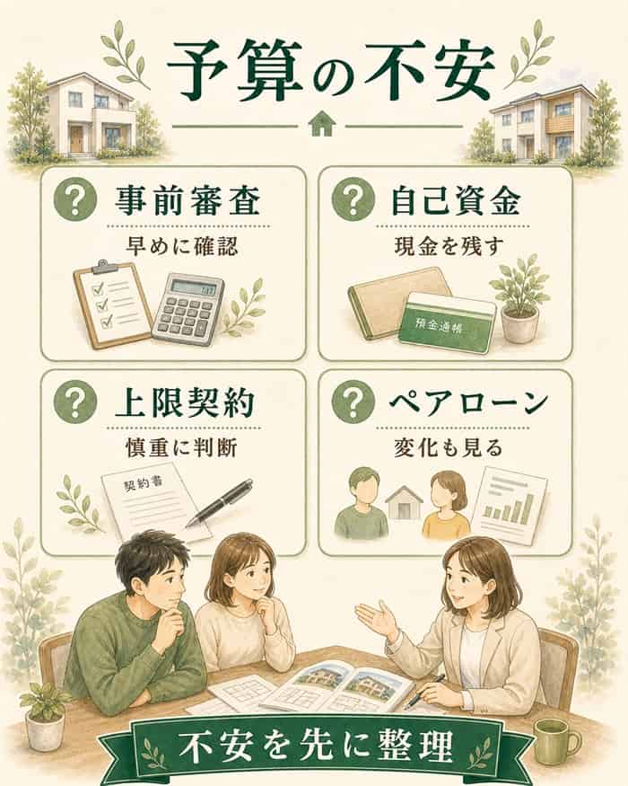 注文住宅の予算不安を質問別に整理した図解