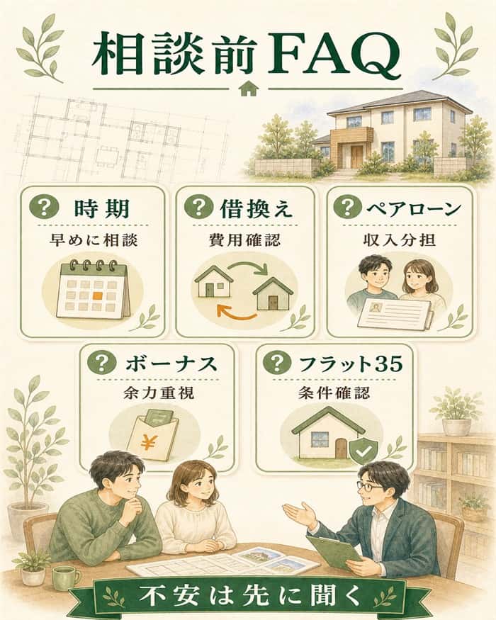 住宅ローン相談前の疑問を整理したFAQ図解