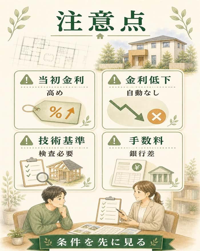 フラット35利用前に見る注意点をまとめた図解