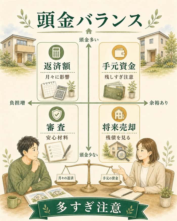 頭金と手元資金のバランスを整理した図解
