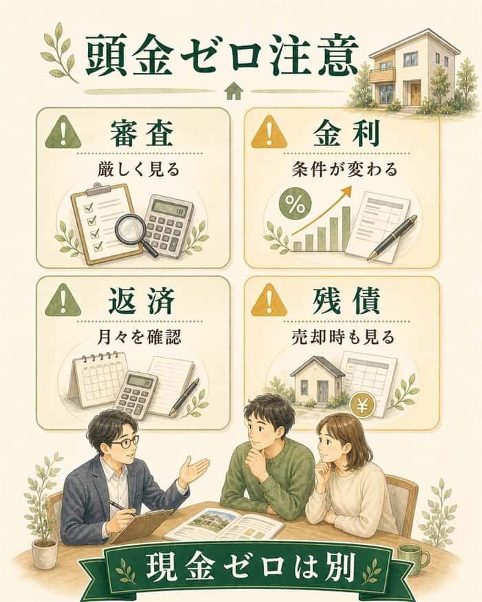 頭金ゼロで見るべき審査と返済リスクの図解
