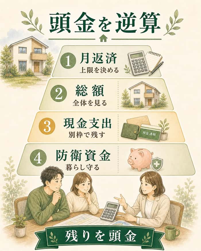 総予算から必要な頭金を逆算する手順図解