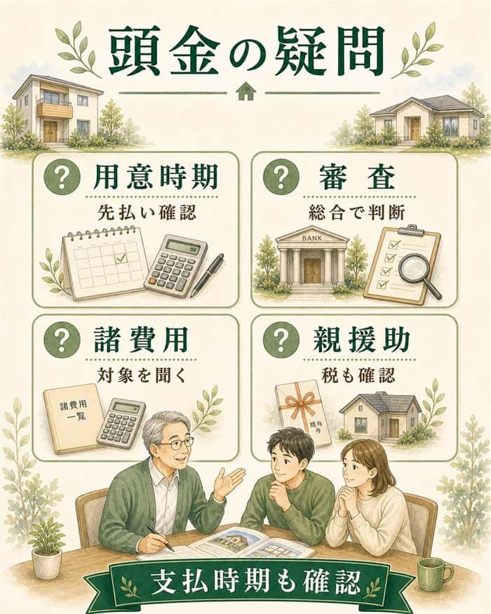 注文住宅の頭金に関する疑問を整理した図解