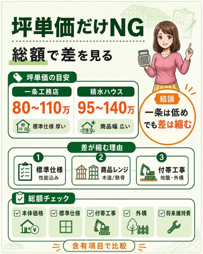 坪単価だけでなく総額で見る住宅価格比較