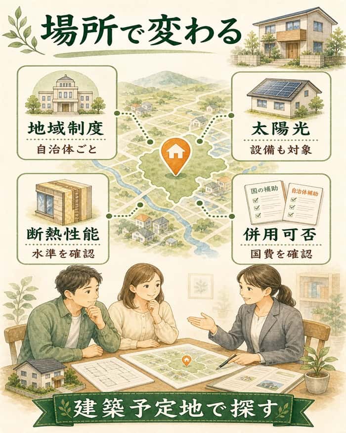 自治体助成を建築予定地ごとに確認する地図型図解