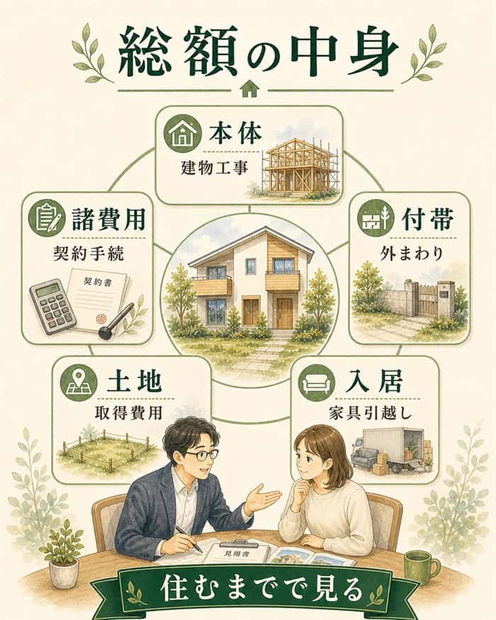 本体工事費に含まれる範囲を整理した図解