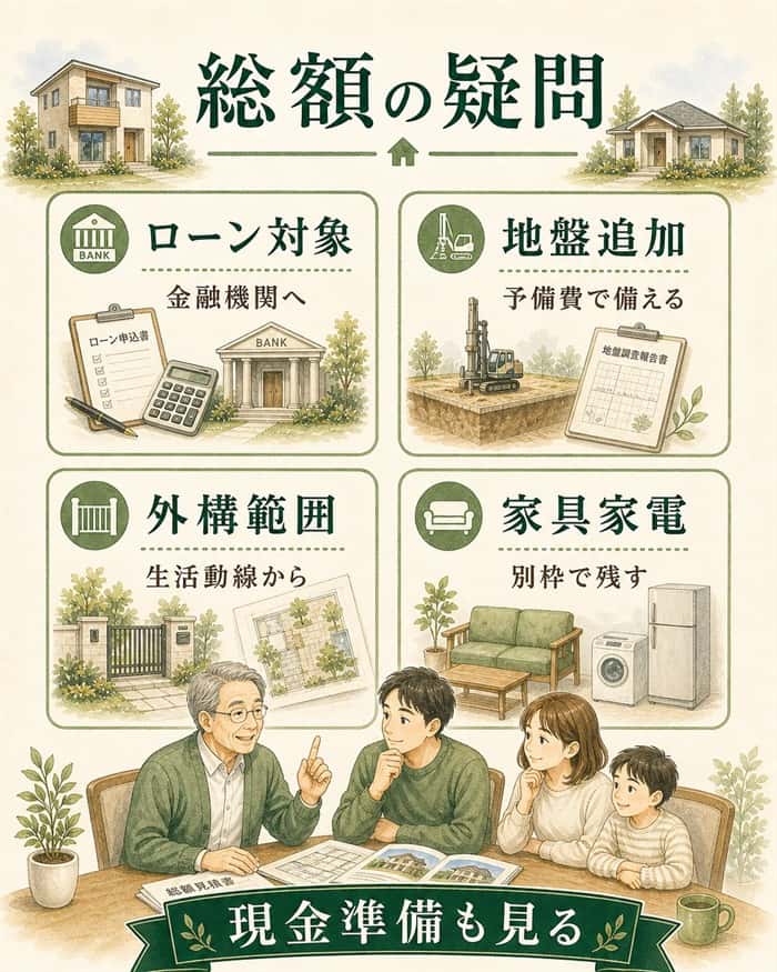 注文住宅の総額でよくある疑問を整理した図解