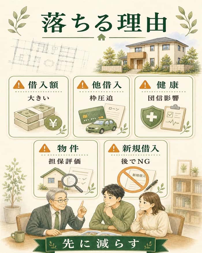 住宅ローン審査に落ちる理由を事前整理する図解