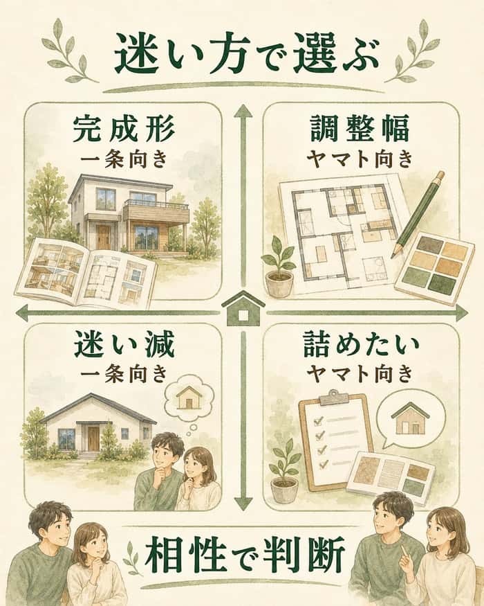 完成形重視か調整重視かで会社相性を判断する図