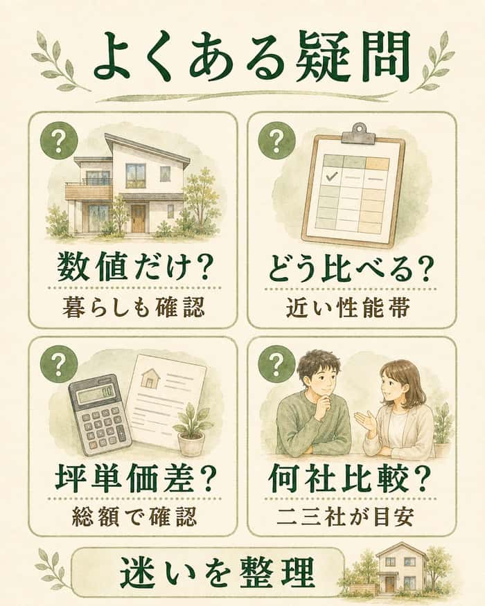 数値や坪単価など比較時によくある疑問を整理した図