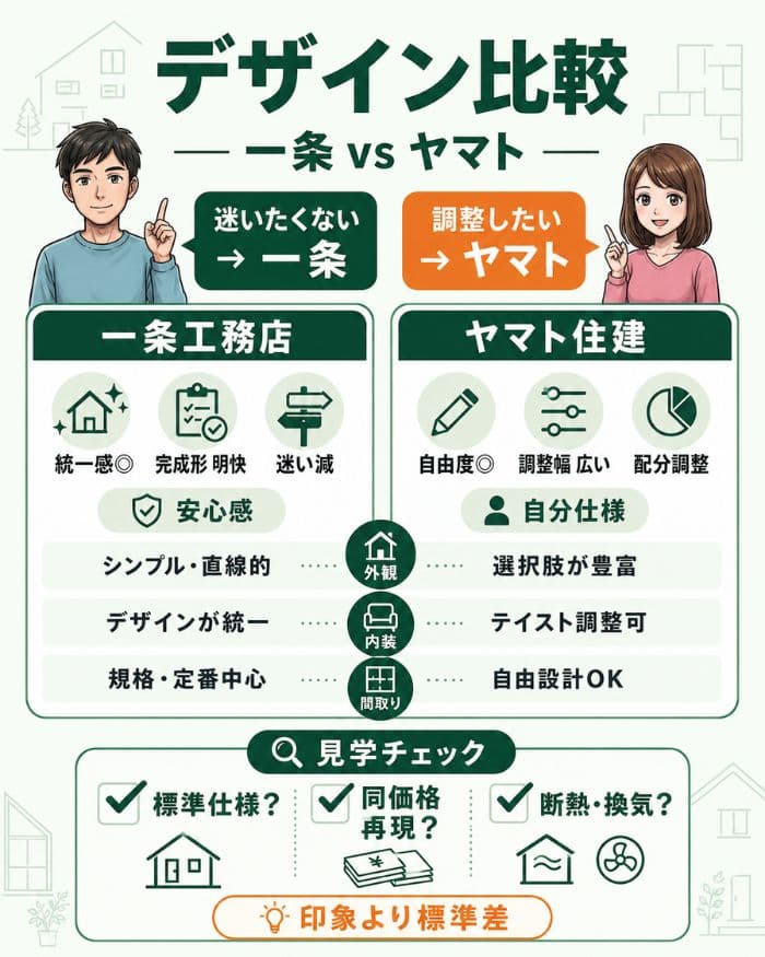 一条工務店とヤマト住建のデザイン自由度比較
