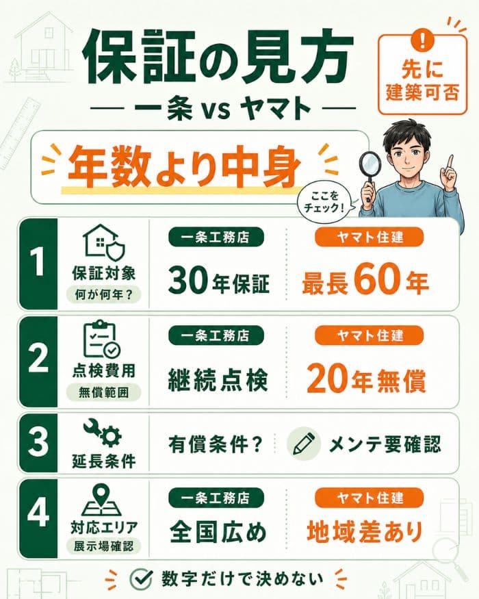 一条工務店とヤマト住建の保証内容比較