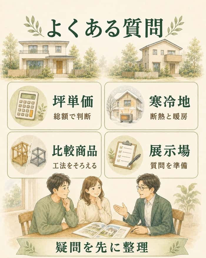 坪単価や寒冷地などよくある疑問を整理する図