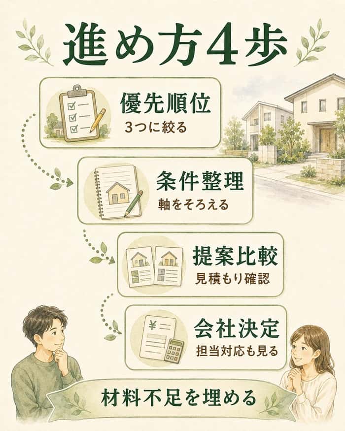 比較を前に進める四つの手順を示す図