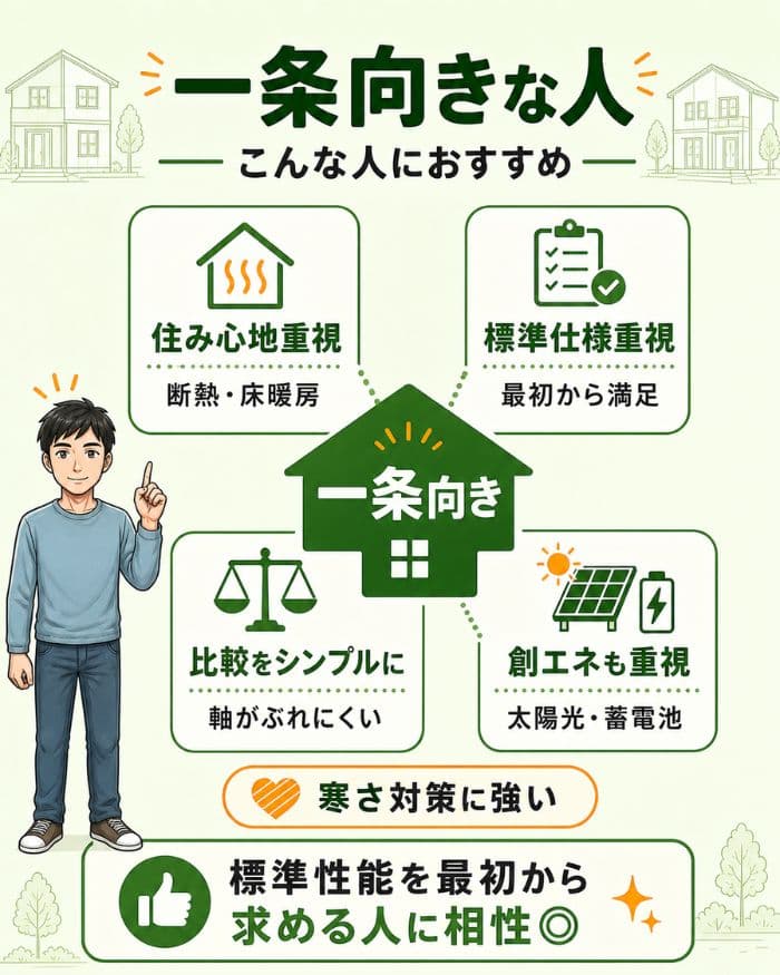 一条工務店が向いている人の特徴を図解