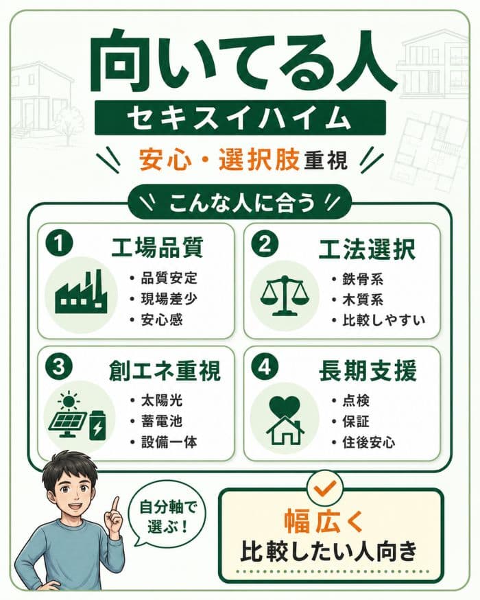 セキスイハイムが向いている人の特徴を整理した図解