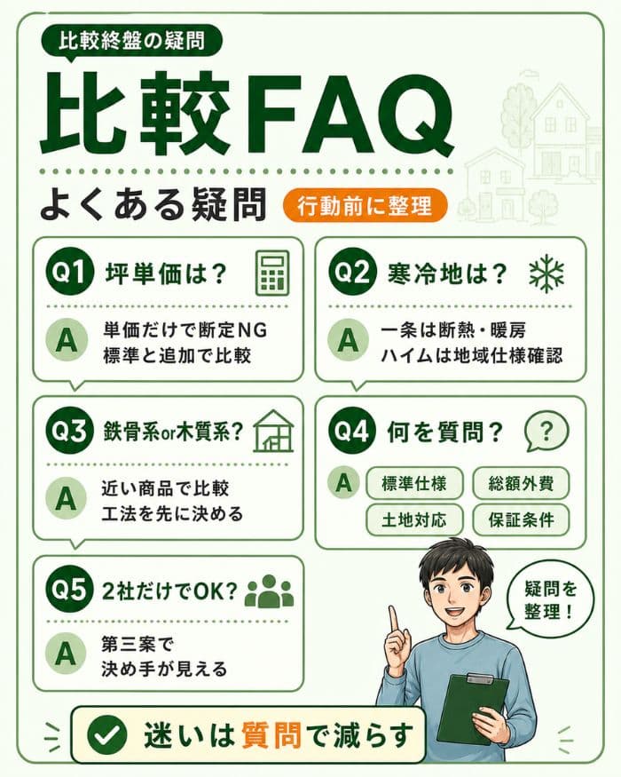 一条工務店とセキスイハイム比較FAQまとめ