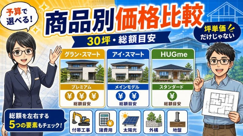 一条工務店の坪単価・商品別価格一覧！失敗しない30坪の総額目安 