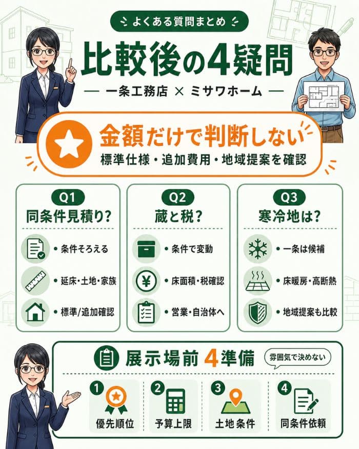 一条工務店とミサワホーム比較後の疑問を整理した図解