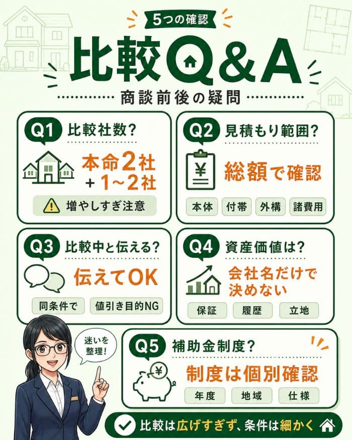 住宅会社比較で商談前後に確認したい5つの疑問