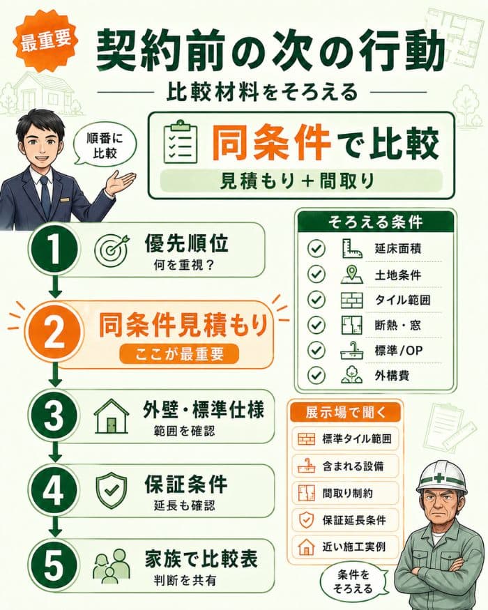 契約前に同条件の見積もりと間取りを比較する手順