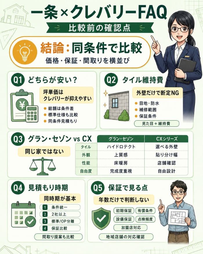 一条工務店とクレバリーホーム比較FAQの要点まとめ