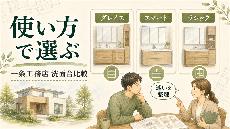 一条工務店の洗面台を比較｜収納・寸法・動線の選び方