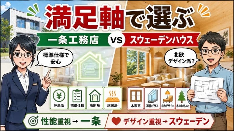 一条工務店とスウェーデンハウスを比較｜性能・デザイン・総額の選び方 