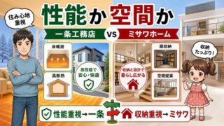 一条工務店とミサワホームはどっち？性能か収納か、違いと坪単価を解説 