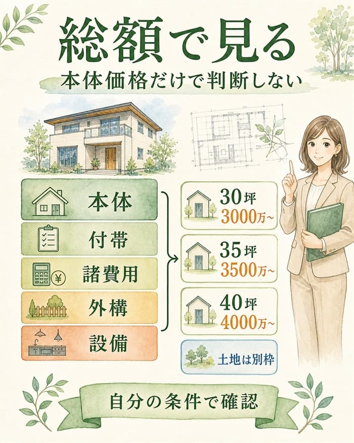 グランセゾンの総額を本体価格と別費用で整理した図解