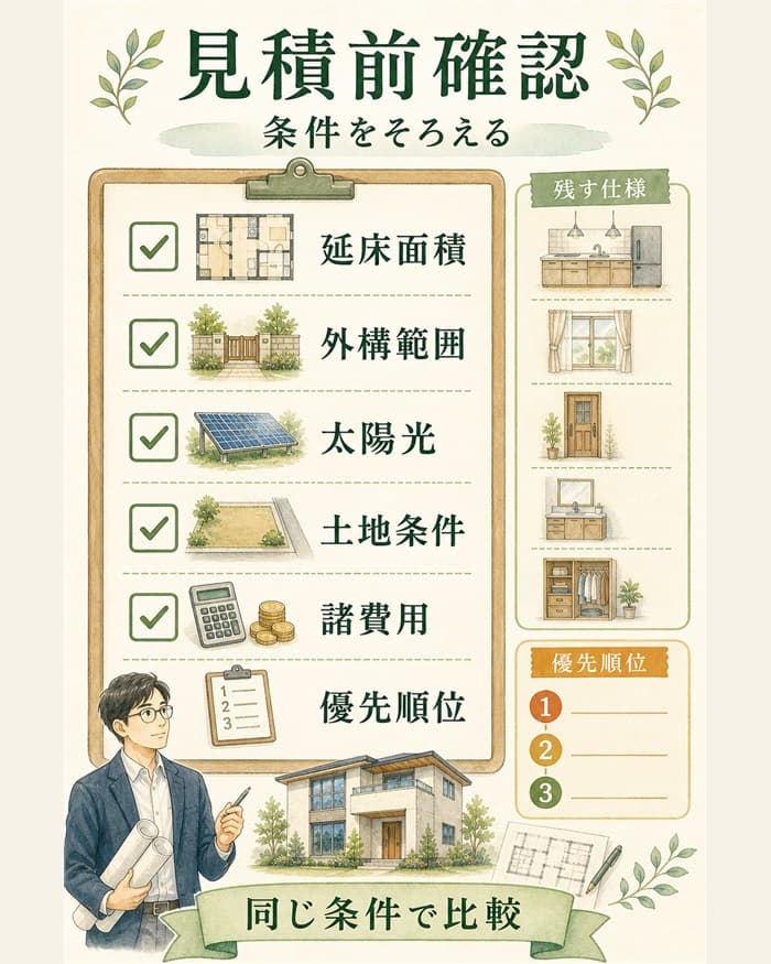 グランセゾンの見積もり前に確認する条件チェック図